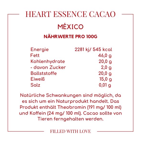 Mexiko Cacao Naehrwerte